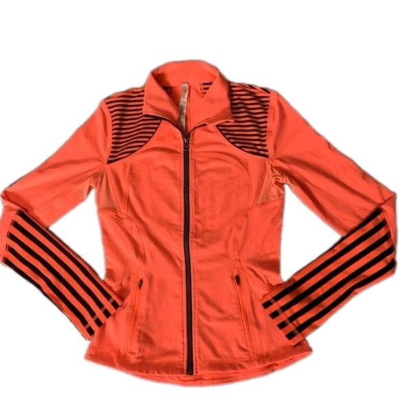 lululemon athletica Jackets & Blazers - Lululemon Forme Active Jacket Orange Navy Striped Blue Size 6 Gym TN Vols Workou